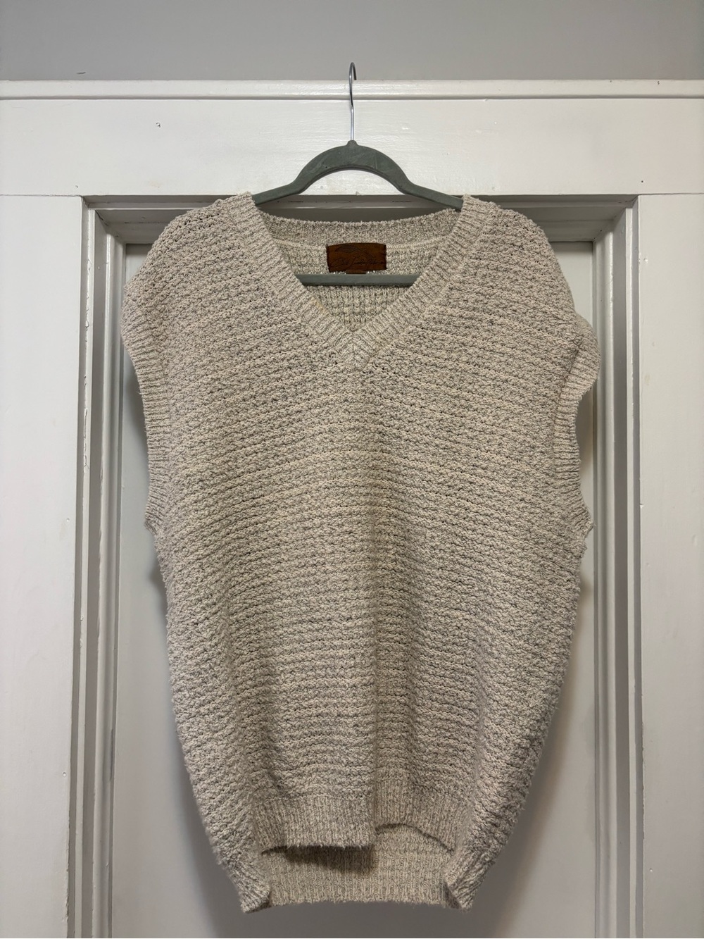 Textured Cream V-Neck Sweater Vest - Picture 1 of 2